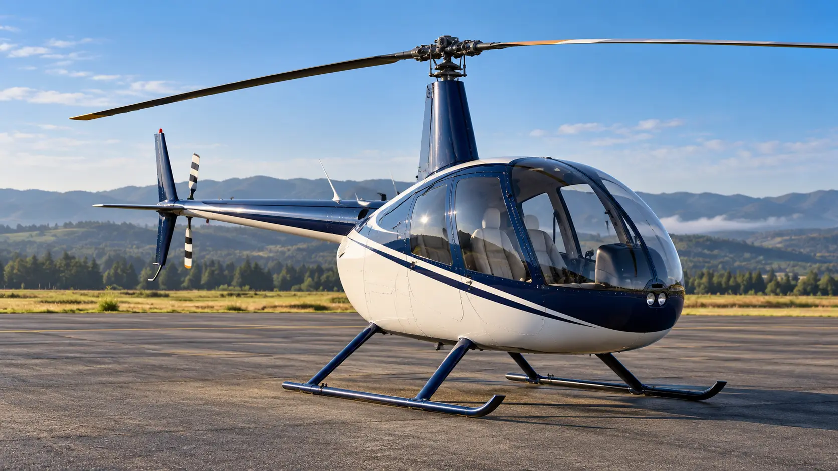 Illustrative training helicopter on an airport apron